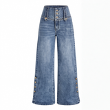 Revelle – Retro Button Front Wide Leg Jeans