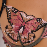 Fiorelle – Butterfly Embroidered Mesh Lingerie Set