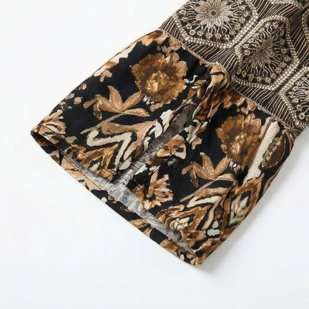 Vivara - Elegant V-Neck Printed Dress