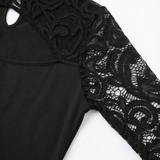 Velesse - Asymmetrical Lace Sleeve Top