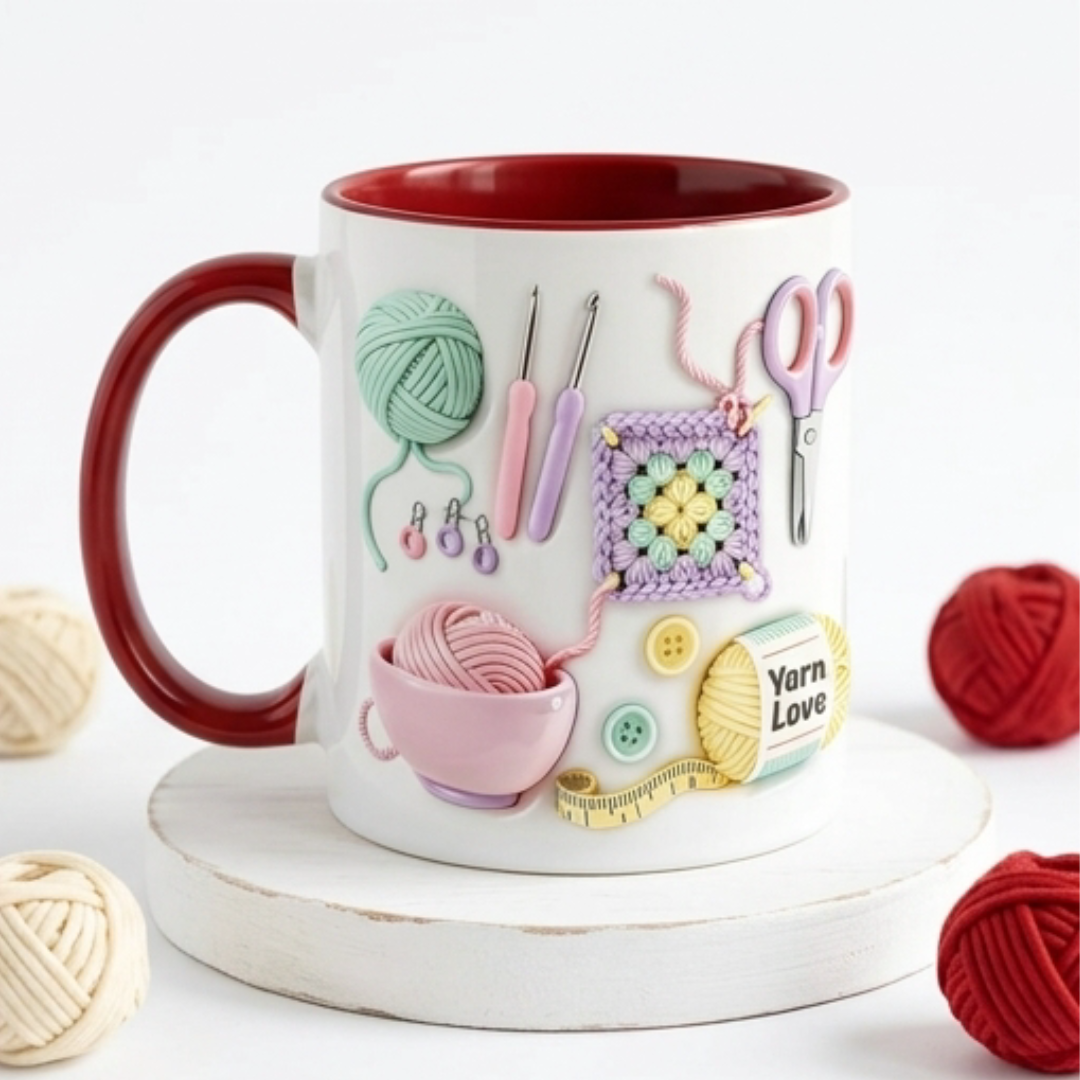 Yarnlove – 3D crafting mug for knitters and crocheters