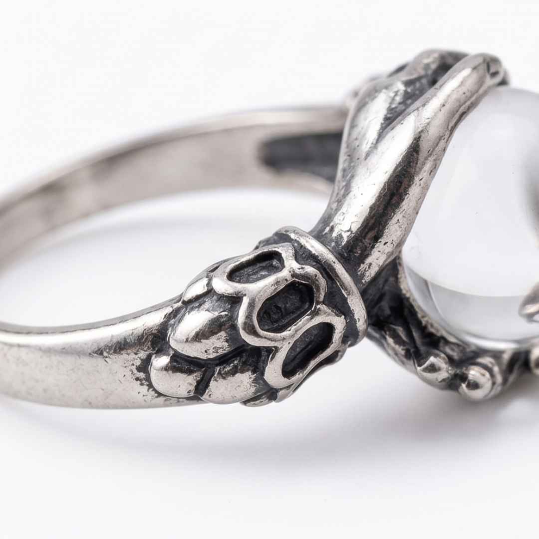 Orbivra – Gothic crystal ball statement ring