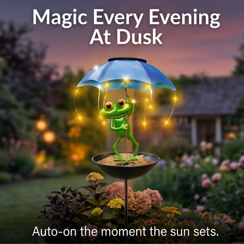 Magic Frog – Solar Garden Lamp with Bird Feeder