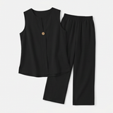 Lunavia – Women's Sleeveless Linen Co-Ord Set with Wide-Leg Pants