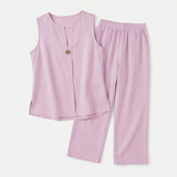 Lunavia – Women's Sleeveless Linen Co-Ord Set with Wide-Leg Pants