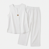Lunavia – Women's Sleeveless Linen Co-Ord Set with Wide-Leg Pants