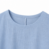 Lunavia – Women's Cotton-Linen Asymmetric Button Midi Dress