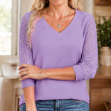 Lumeya – Crochet Lace Sleeve V-Neck Top