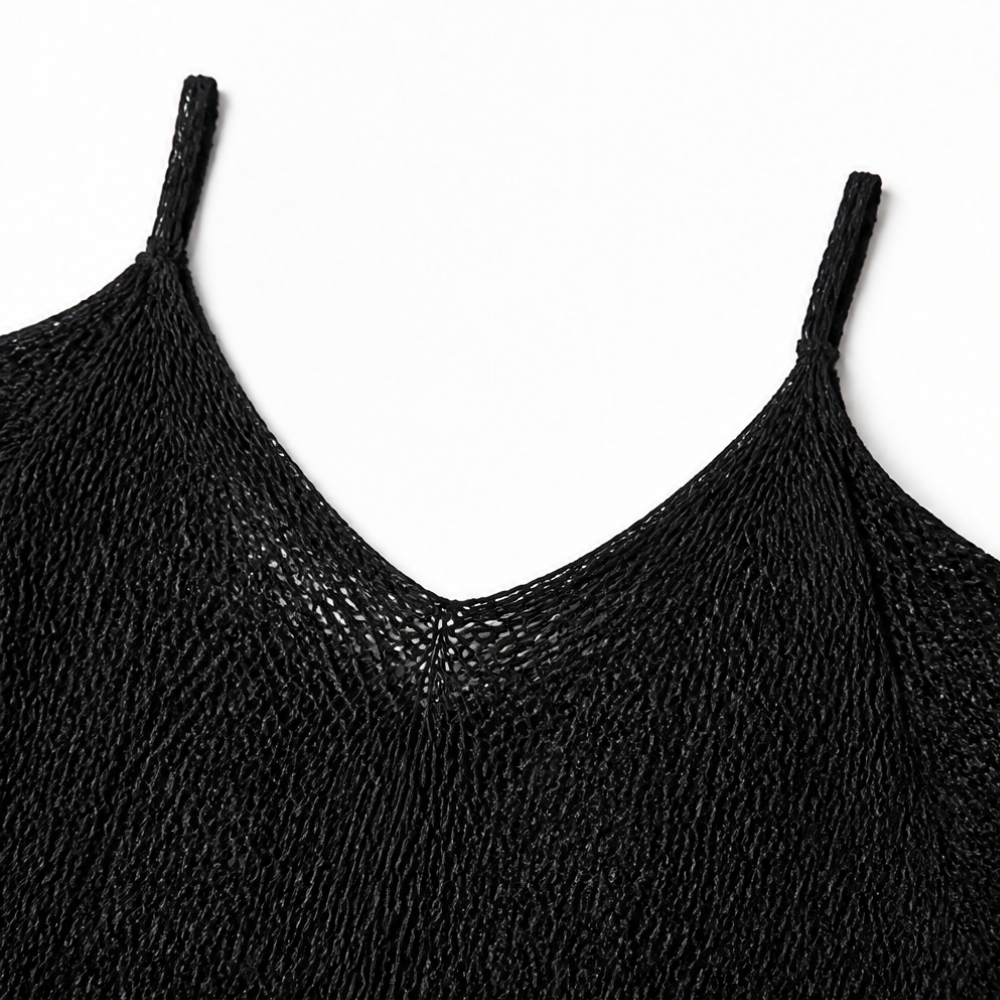 Solenya – Open-Knit Cold-Shoulder Boho Top