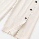 Lunelle – Women's Linen 2-Piece Set with Wide-Leg Pants and Button Detail