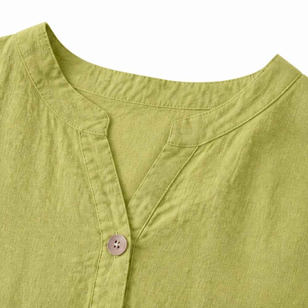 Lunessa – Cotton Linen 2 Piece Set Women Henley Top and Drawstring Shorts