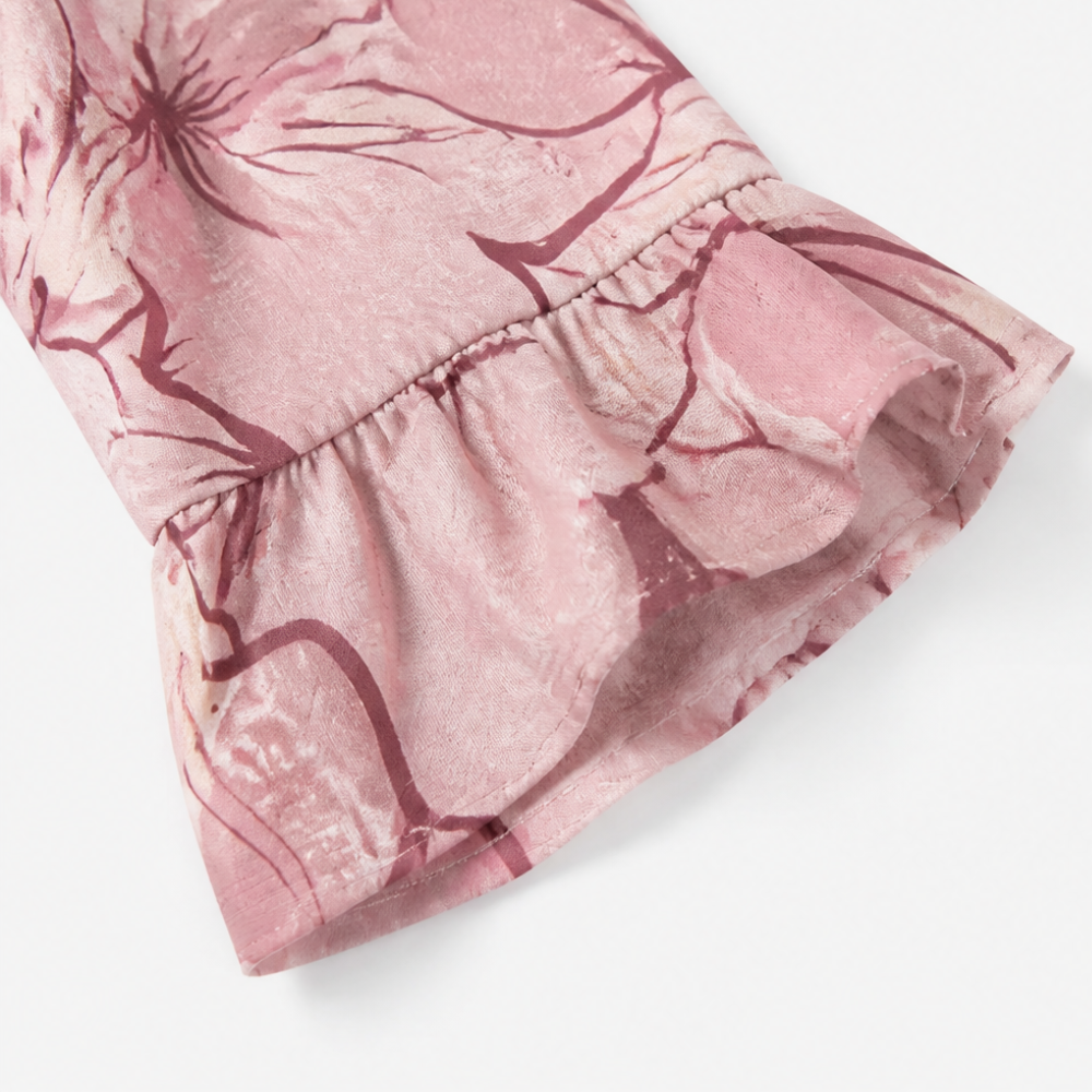 Roselisse – Watercolor Floral Ruffle Sleeve V-Neck Blouse