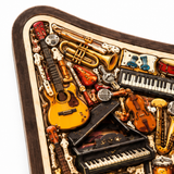 Melora – Wooden look Musical Note Puzzle with Instrument Shaped Pieces, Display Stand Included