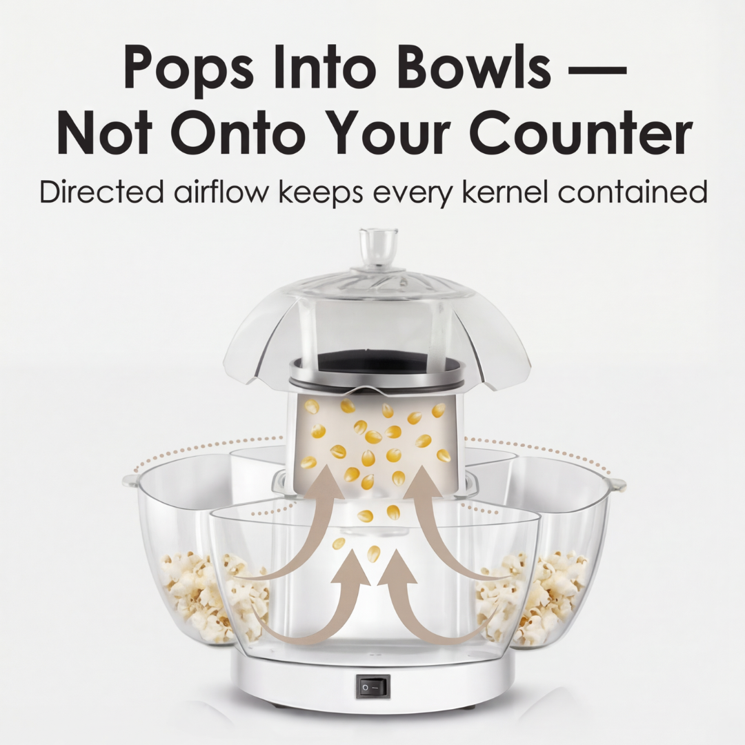 Popflo – Hot Air Popcorn Maker for Fast, Oil-Free Snacks
