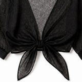 Veluna – Chiffon Tie-Front Top with Puff Sleeves