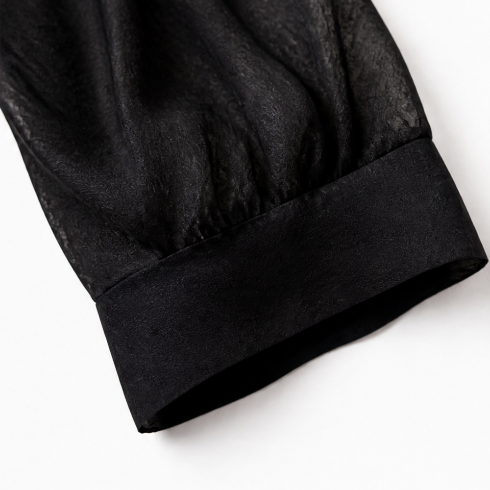 Veluna – Chiffon Tie-Front Top with Puff Sleeves