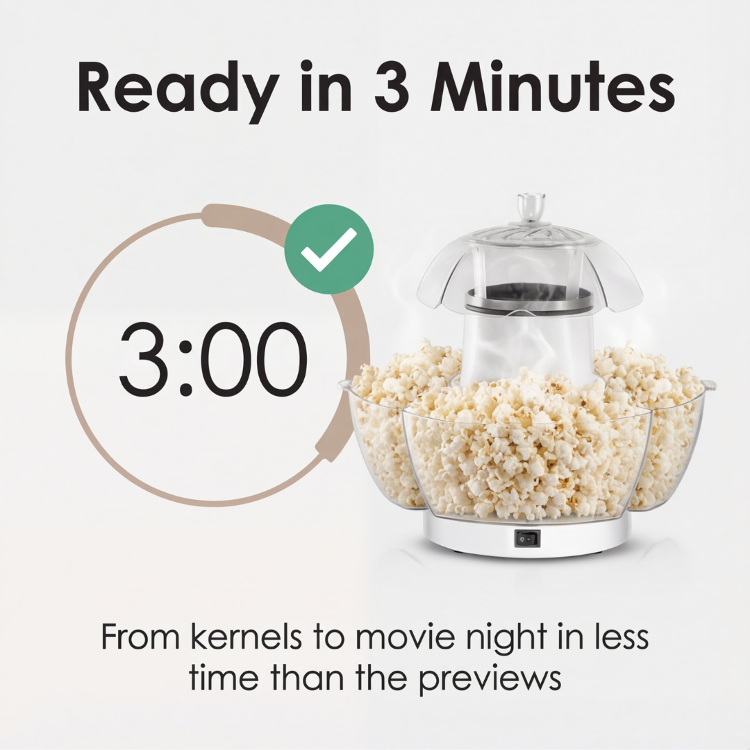 Popflo – Hot Air Popcorn Maker for Fast, Oil-Free Snacks