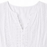 Lunavia – Eyelet V Neck Midi Dress with Tie Sleeves and Pockets