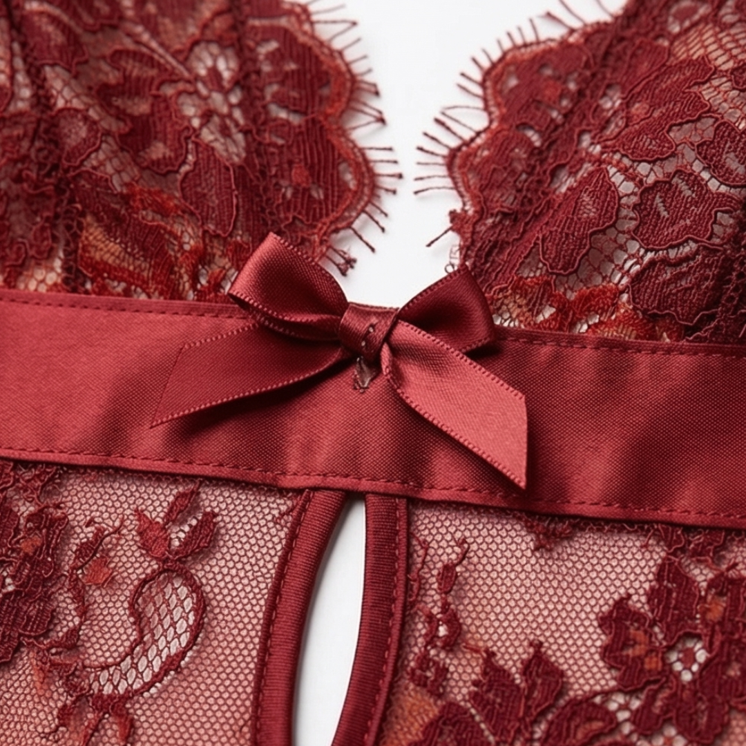 Velaire – Eyelash Lace Halter Bodysuit for Women