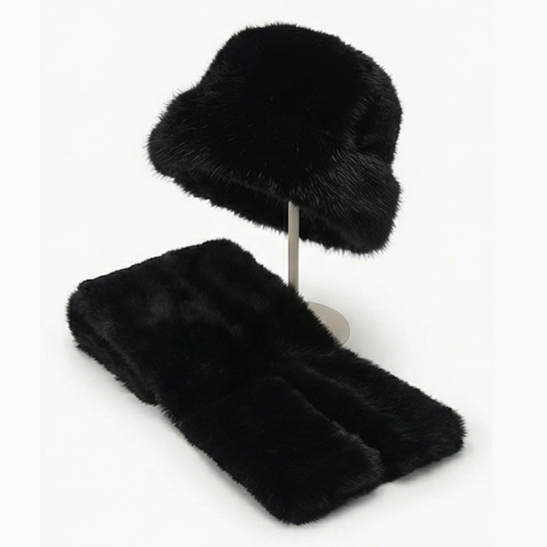 Velura – Women's Matching Faux Fur Hat and Scarf Set