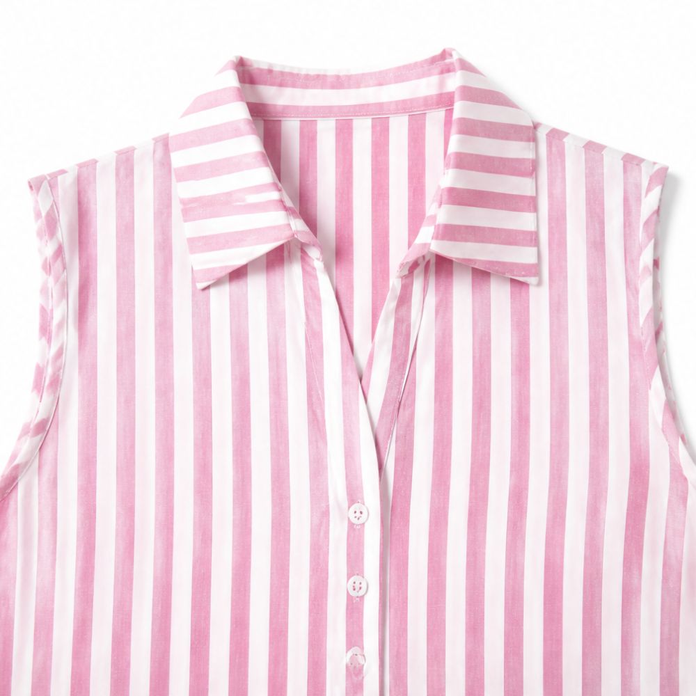 Marena – Striped Sleeveless V-Neck Shirt Dress for Summer