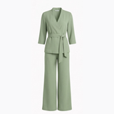 Ellara – Wrap Tie Blazer & Wide Leg Pants Set