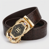 Beltoni - Crocodile leather belt with auto lock buckle