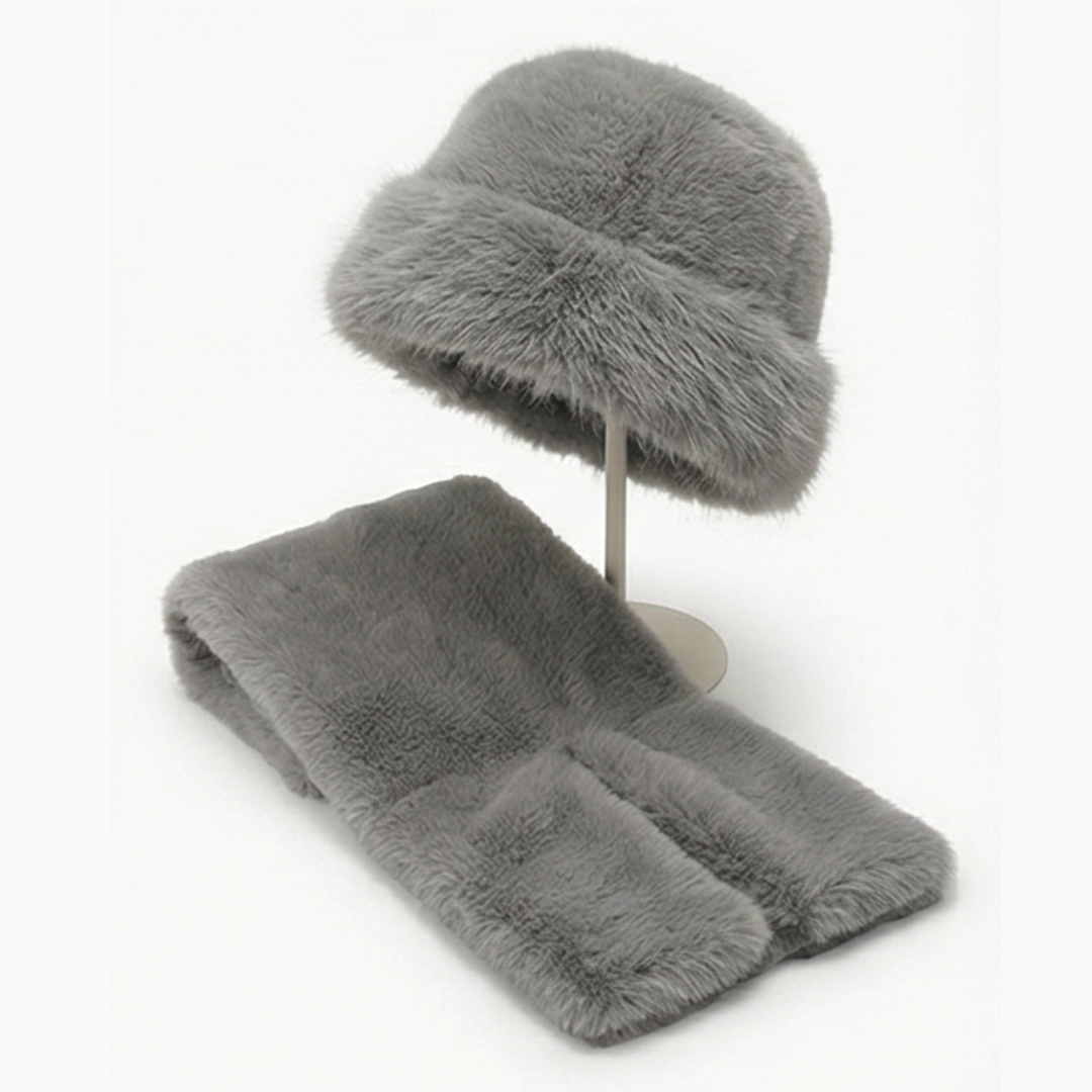 Velura – Women's Matching Faux Fur Hat and Scarf Set