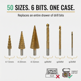 Ironedge - 6 piece step and sawtooth drill bit set