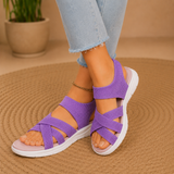 Veluna – Cushioned Stretch Knit Cross Strap Sandals for Women