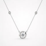Lunavia – Floating Stone Silver Necklace with Pavé Halo