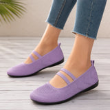 Soffea – Knit Mary Jane Flats with Elastic Straps for Women, Slip On Breathable Ballet Shoes