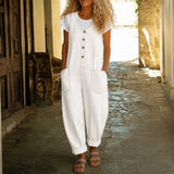 Lora – Vintage Overalls with Button Front and Patch Pockets
