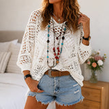 Marigrove – Bohemian Hollow-Knit V-Neck Crochet Top for Women