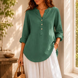Amberlys – Airy Blouse with V-Neck and Buttons