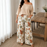 Solene – Off Shoulder Floral Wide Leg Pants Set for Women