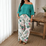 Solene – Off Shoulder Floral Wide Leg Pants Set for Women