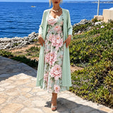 Florenza – Two-Piece Floral Maxi Dress with Sheer Duster