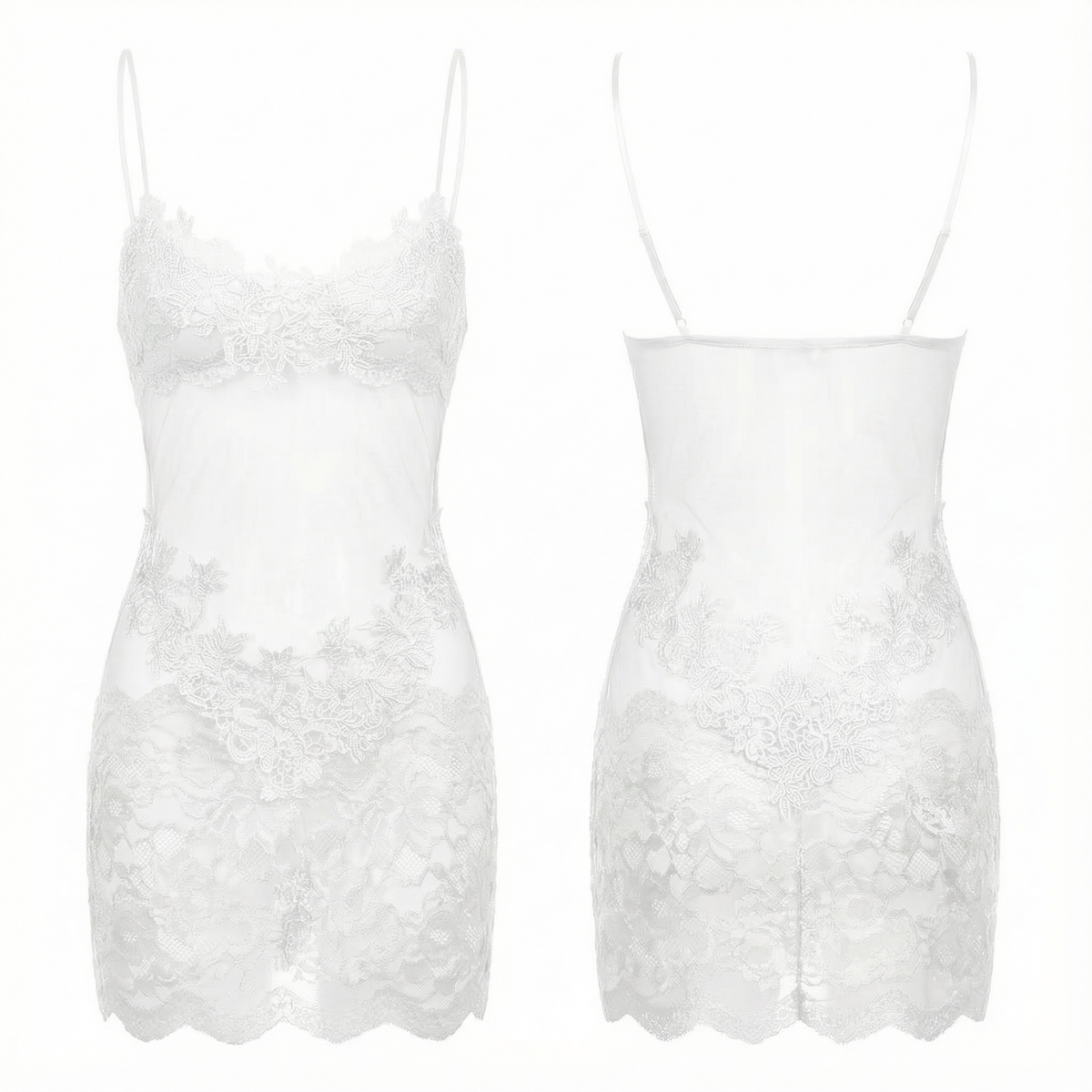 Velaire - Women's Sheer Embroidered Lace Slip Dress