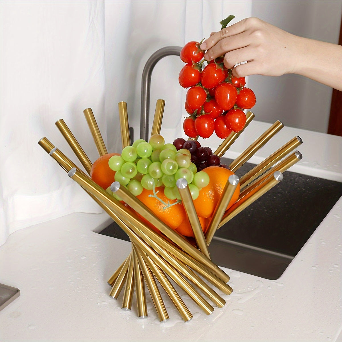 Nestelle – Elegant Stainless Steel Fruit Display Bowl