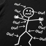 Achewear – Funny "Ow!" Stick Figure Graphic Tee, Relaxed Fit Cotton-like T-Shirt for Women & Men