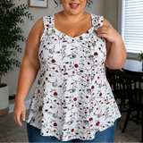 Wearlora – Plus Size Floral Swing Tank Top with O-Ring Straps