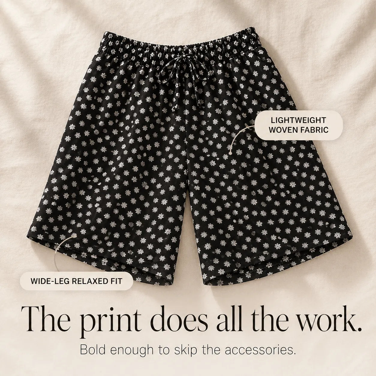 Wearbella – Retro Printed Wide-Leg Summer Shorts for Women