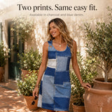 Solene – Sleeveless Denim-Look Print Dress for Women