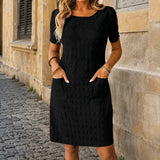 Belvora – Textured Stretch Knee Dress with Pockets