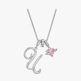 LUMARA – 3-Layer Initial Necklace with Pink Heart Zircon