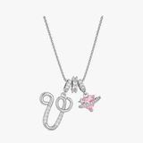 LUMARA – 3-Layer Initial Necklace with Pink Heart Zircon