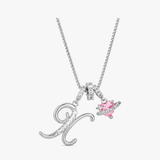 LUMARA – 3-Layer Initial Necklace with Pink Heart Zircon