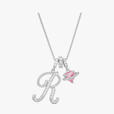 LUMARA – 3-Layer Initial Necklace with Pink Heart Zircon