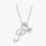LUMARA – 3-Layer Initial Necklace with Pink Heart Zircon